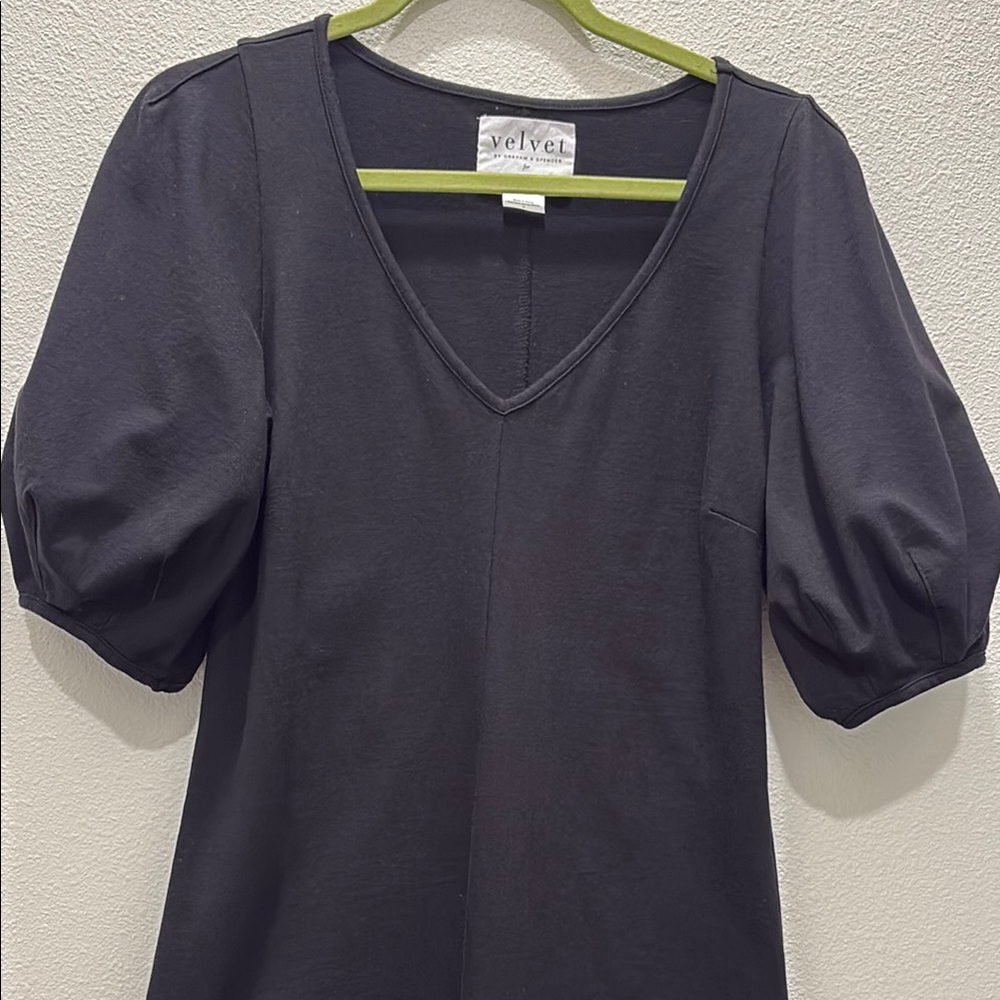 Black Cotton Dress Velvet by Graham & Spencer 
Size small from Anthropologie